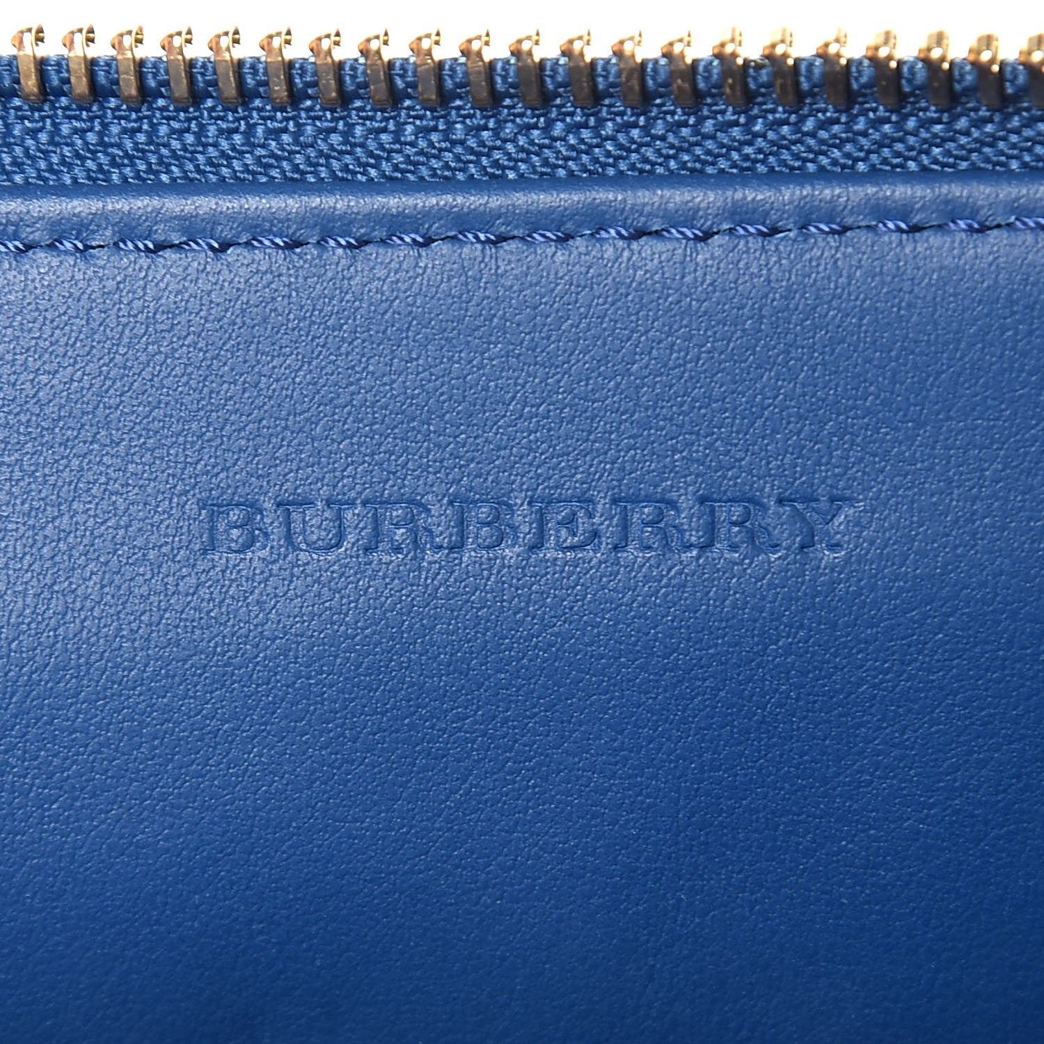 Burberry Haymarket Check Floral Print Peyton Wristlet Mineral Blue Burnt Orange 6 of 8