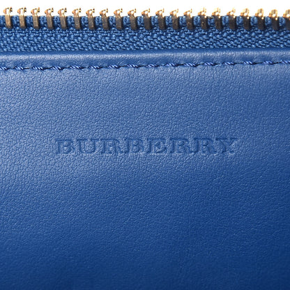 Burberry Haymarket Check Floral Print Peyton Wristlet Mineral Blue Burnt Orange 6 of 8