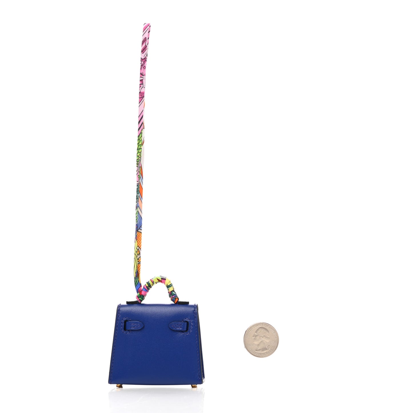 Tadelakt Mini Kelly Twilly Bag Charm Bleu Electrique