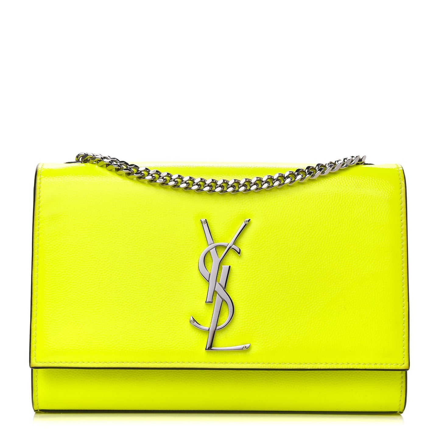 Patent Grain de Poudre Small Monogram Kate Satchel Neon Yellow