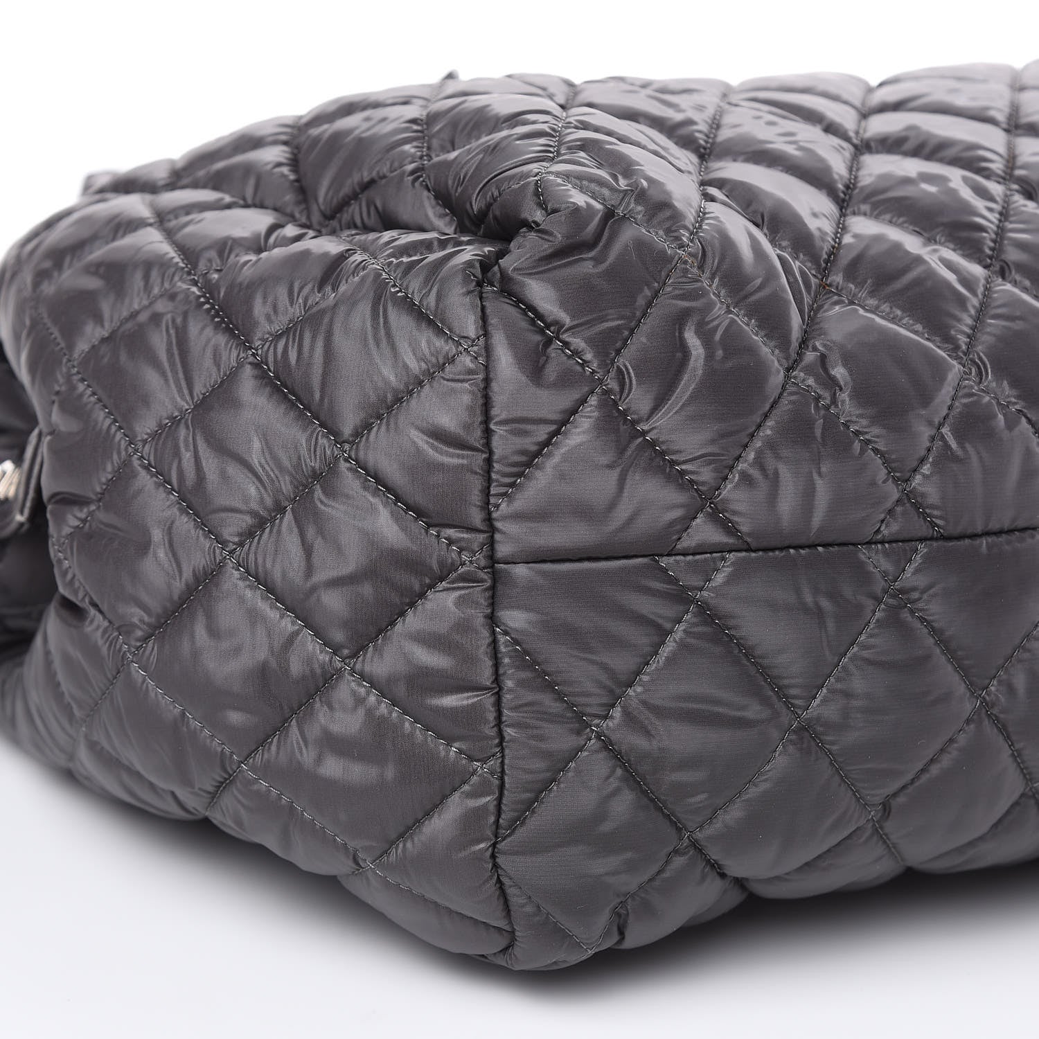 Chanel Nylon Quilted Coco Cocoon Bowler Grey 9 of 11