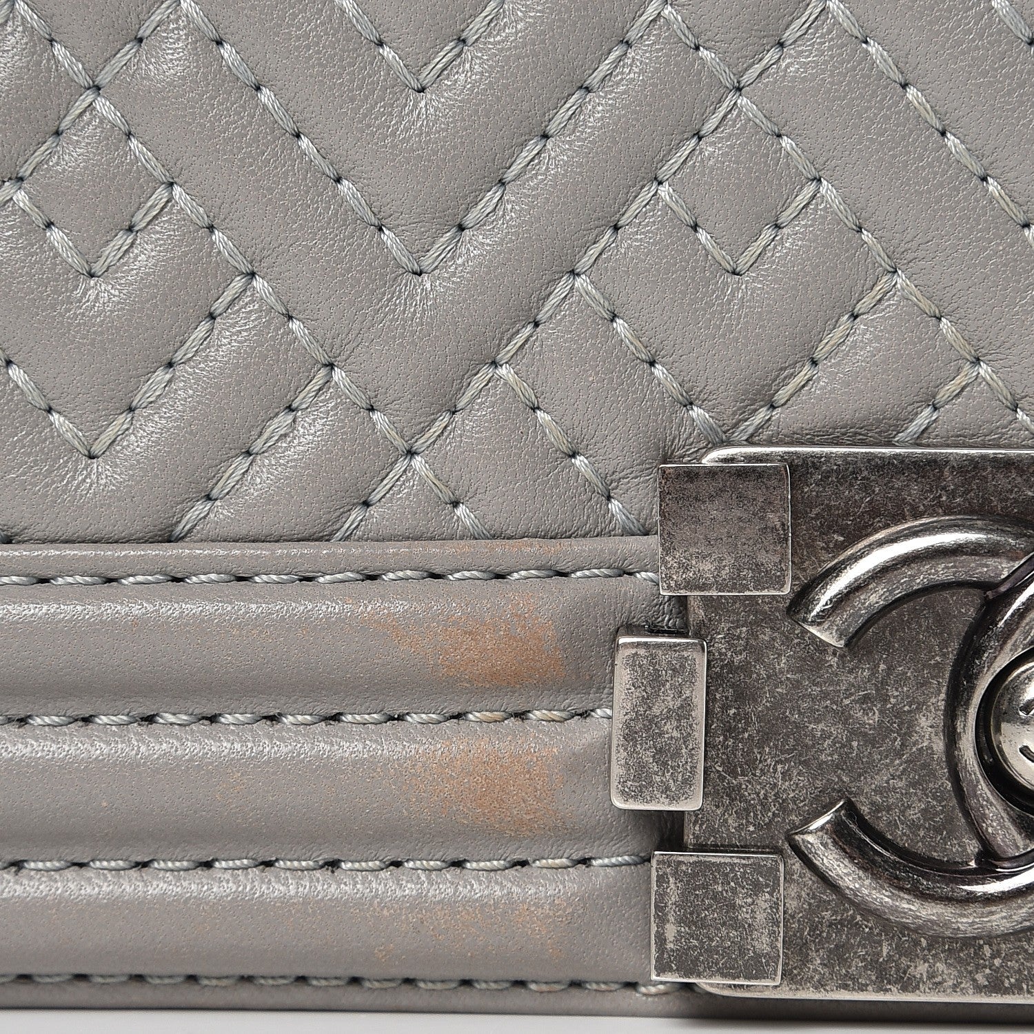 Chanel Lambskin Chevron Quilted Medium Boy Flap Grey 15 of 17