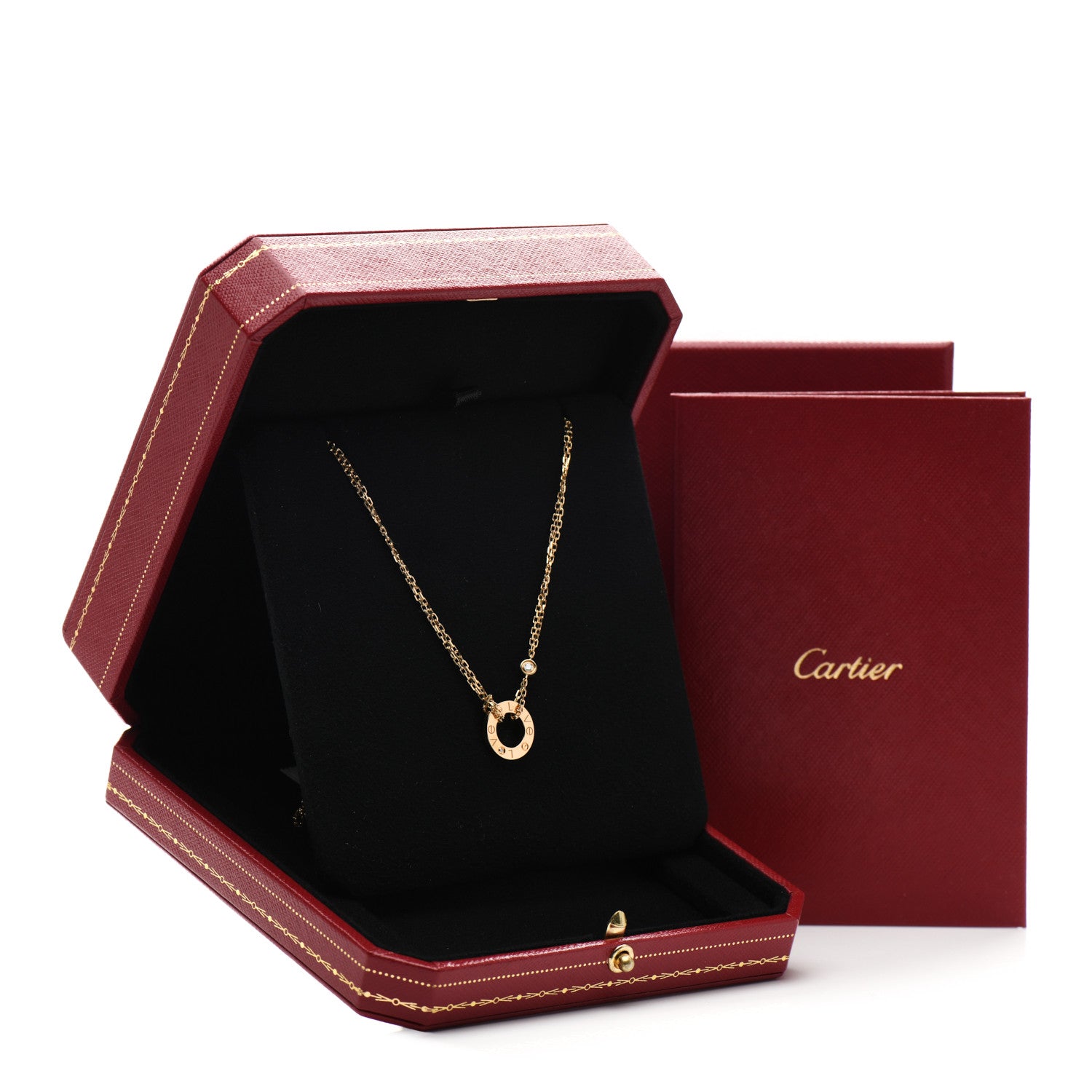Cartier 18K Yellow Gold 2 Diamond LOVE Necklace 5 of 5
