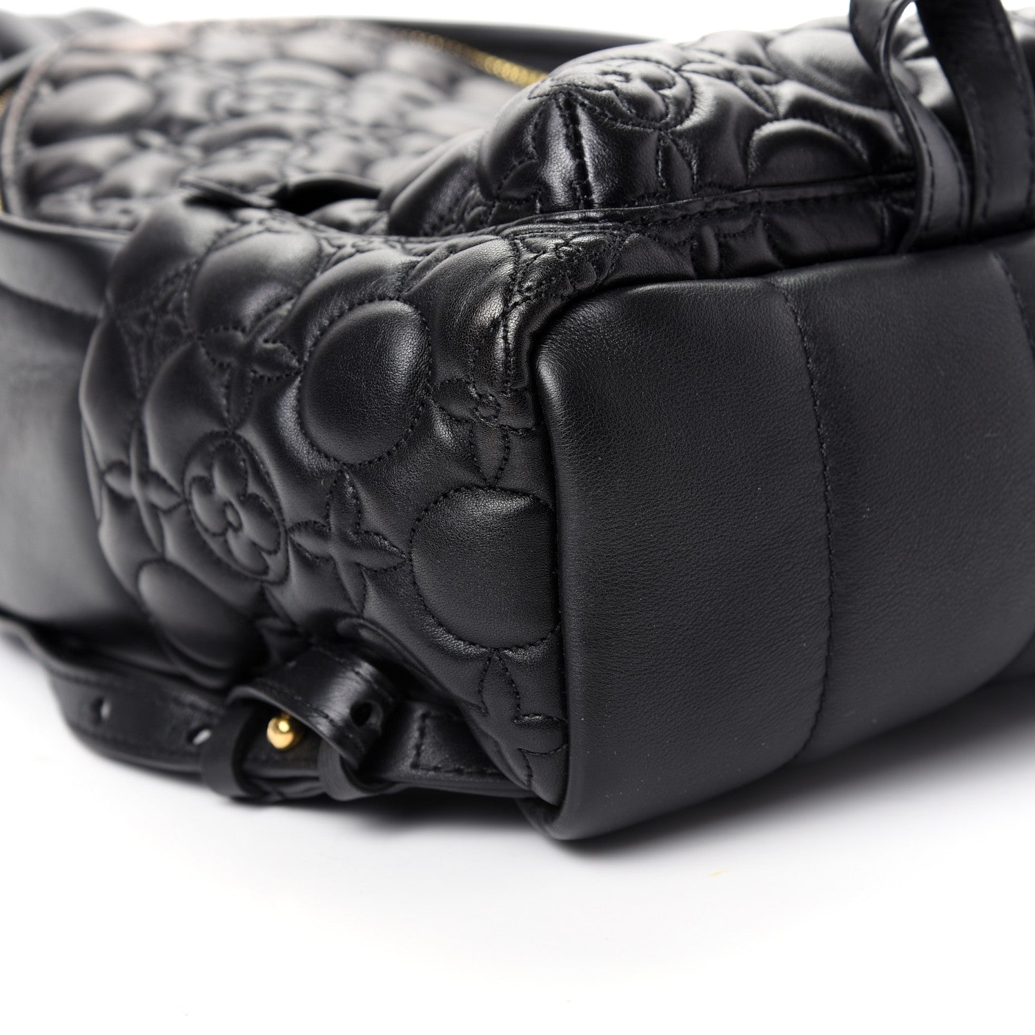 Louis Vuitton Lambskin Flower Quilted Palm Springs Backpack PM Black 5 of 8