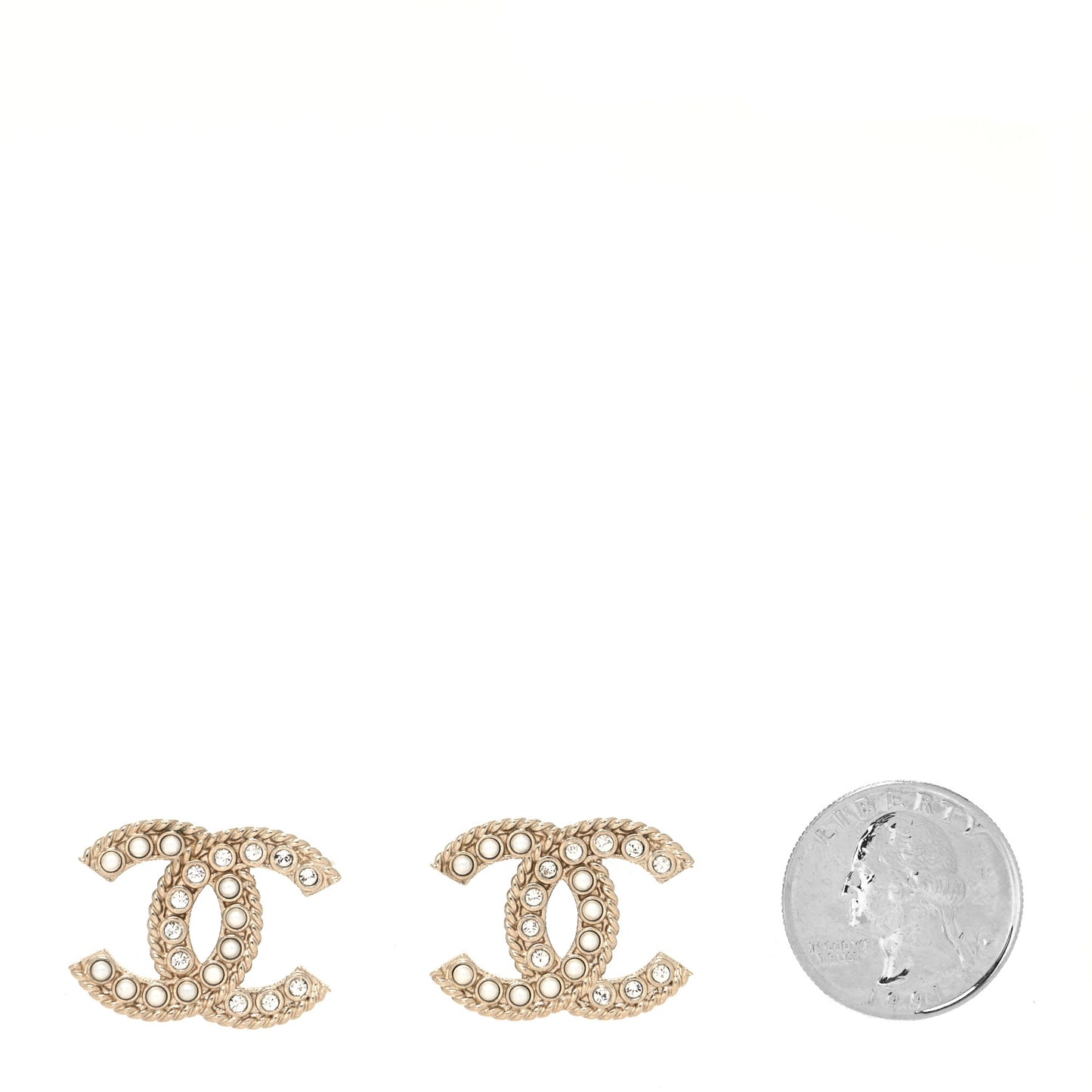 Pearl Crystal April In Paris CC Earrings Light Gold