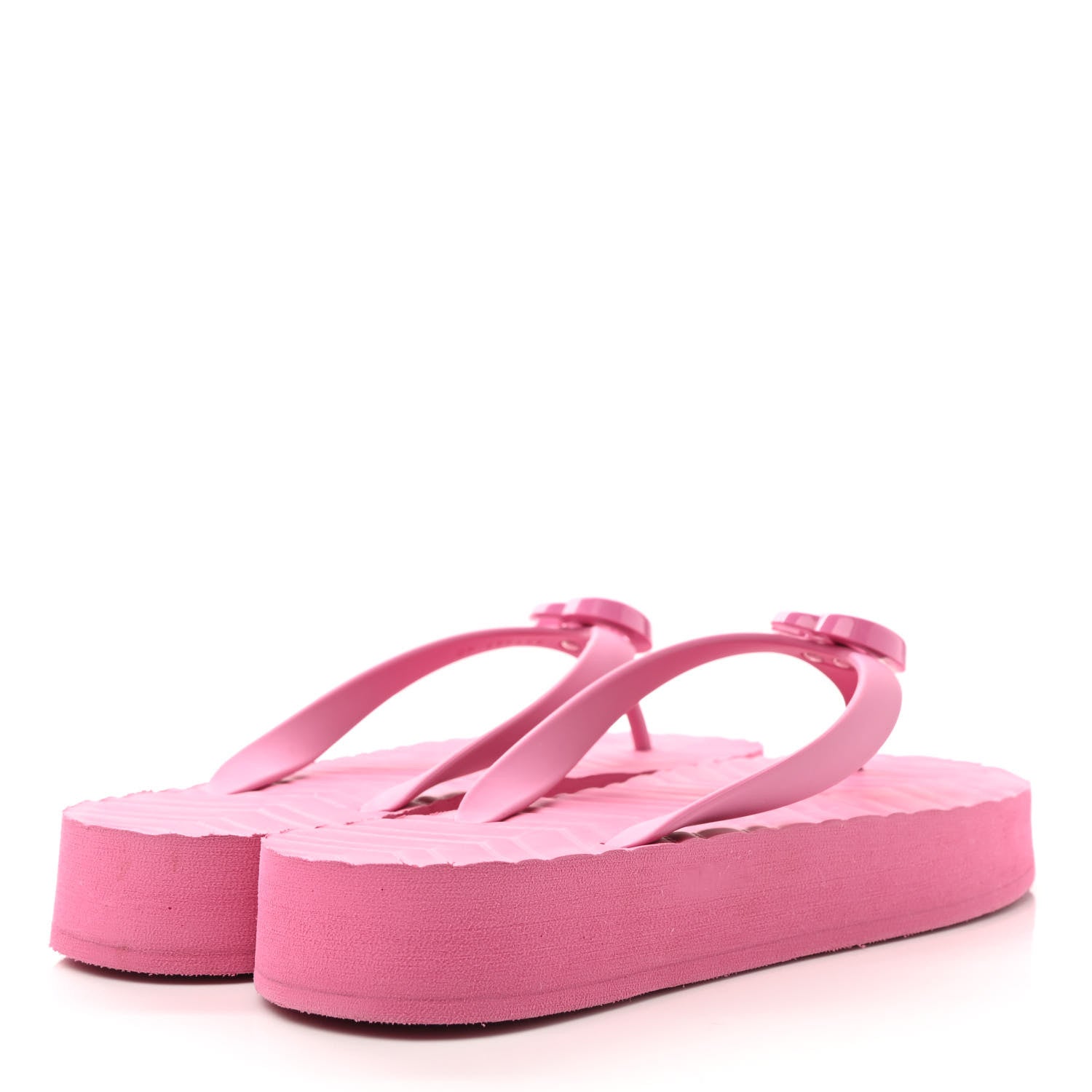 Gucci Rubber Chevron Womens GG Thong Sandals 40 Pink Tropical Flower 4 of 8