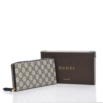 Gucci GG Supreme Monogram Moon Calfskin Zip Around Wallet Beige Blue 8 of 8