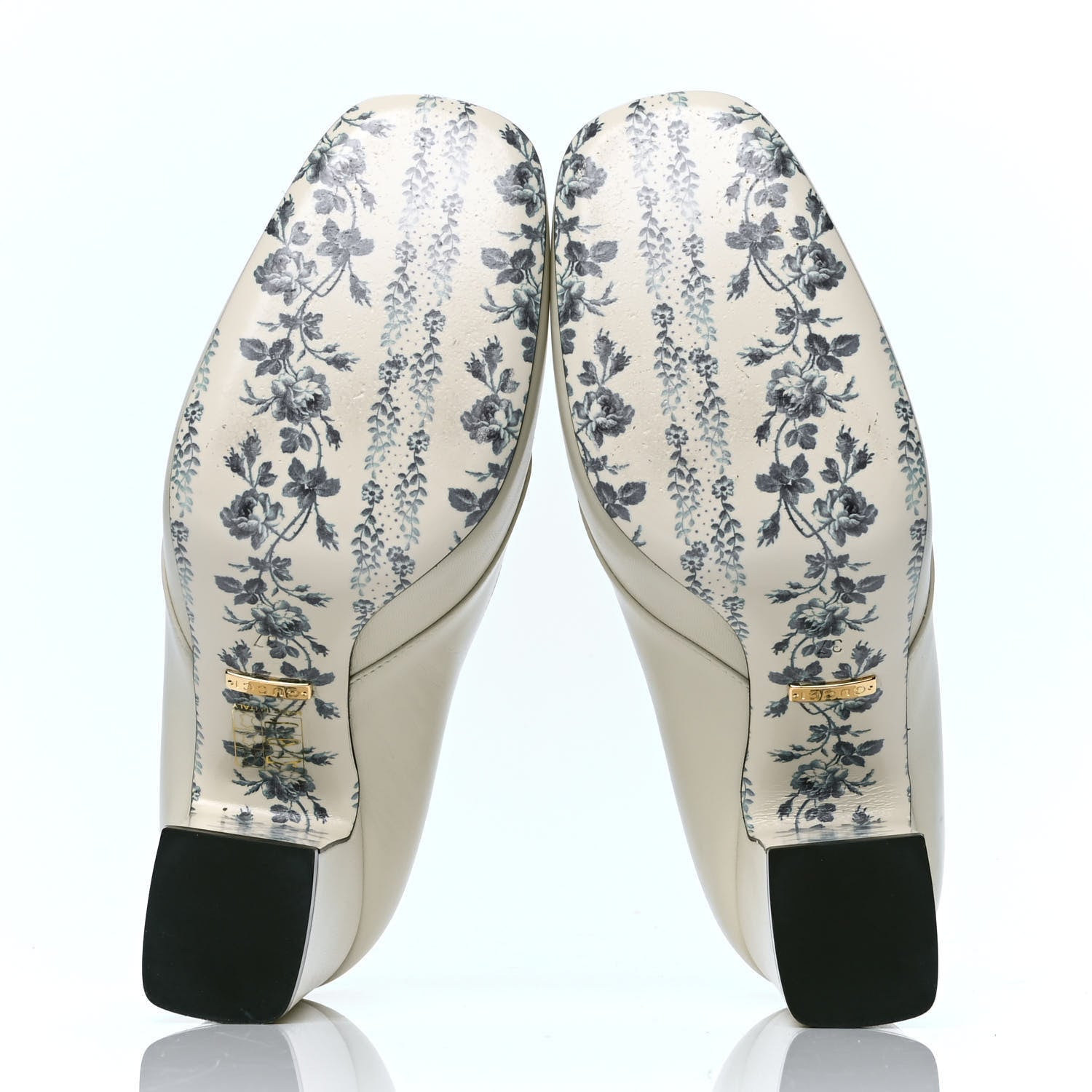 Gucci Malaga Kid GG Victoire 95mm Loafer Pumps 37 Vintage White 5 of 6