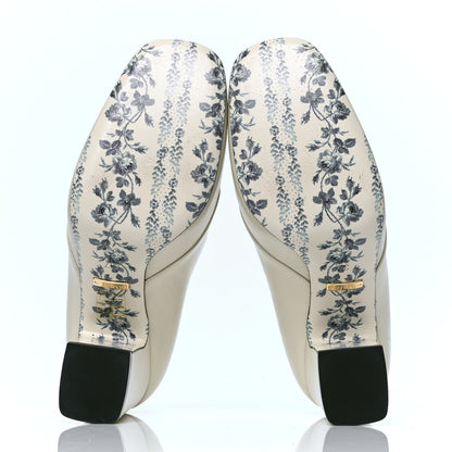 Gucci Malaga Kid GG Victoire 95mm Loafer Pumps 37 Vintage White 5 of 6