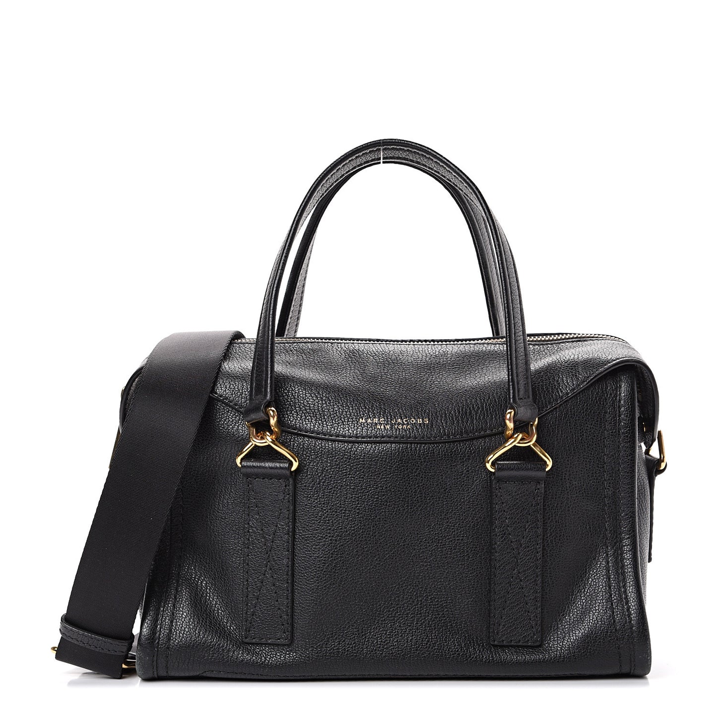 Pebbled Calfskin Wellington Satchel Black
