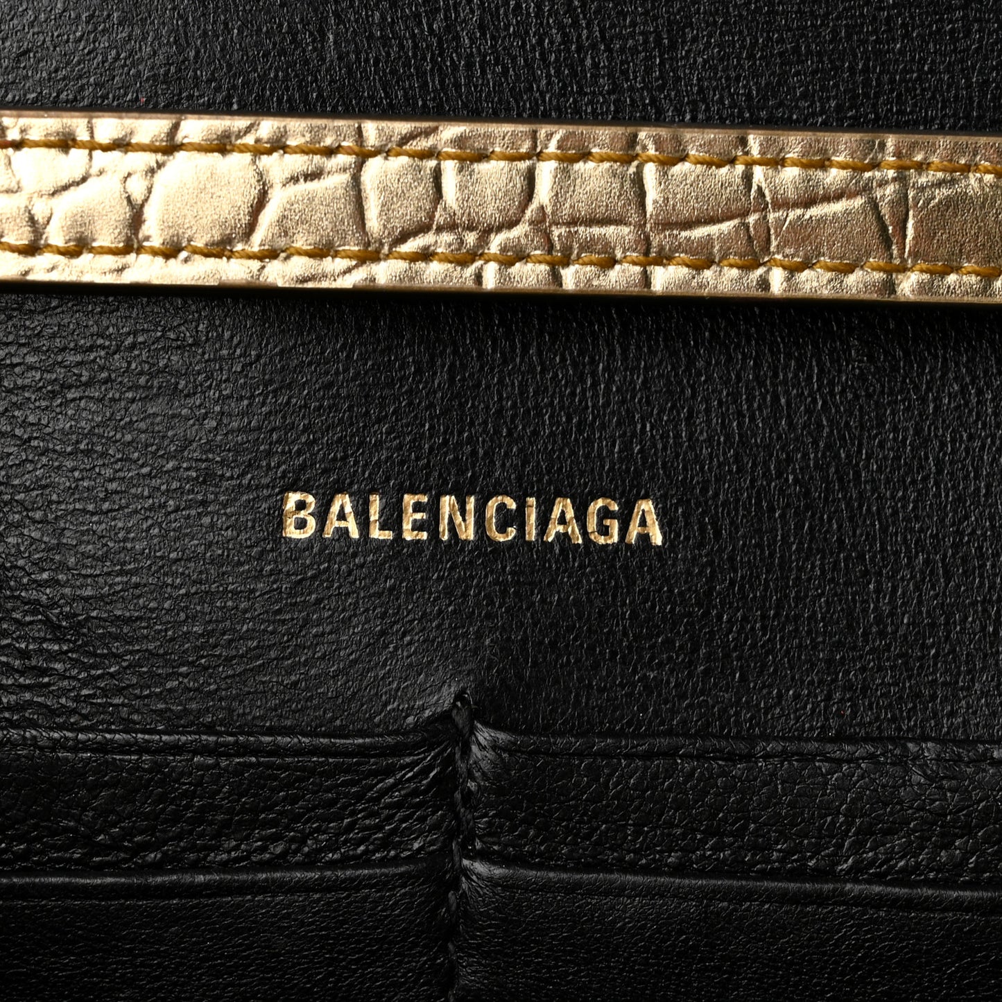 Metallic Calfskin Crocodile Embossed Hourglass Chain Bag Gold