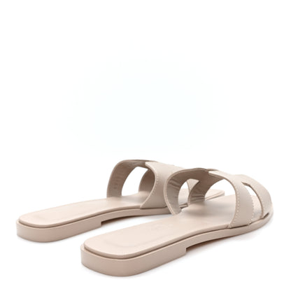 Hermes Box Calfskin Oran Sandals 37 Beige Mastic 5 of 10