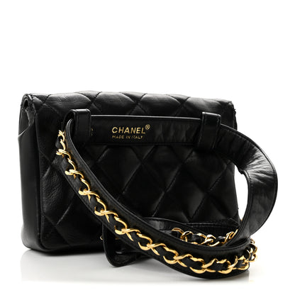 Chanel Lambskin Quilted Flap Waist Belt Bag 75 30 Black 2 of 11