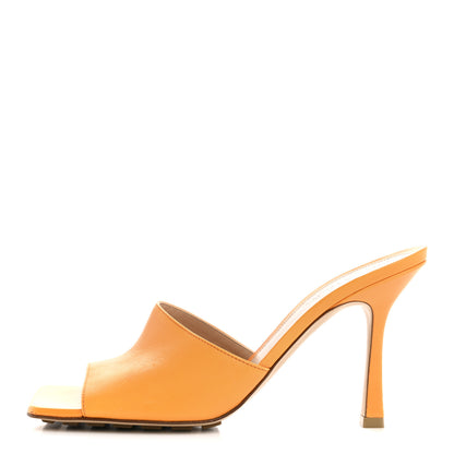 Bottega Veneta Lambskin Stretch 90mm Mule Sandals 39 Tangerine 1 of 12