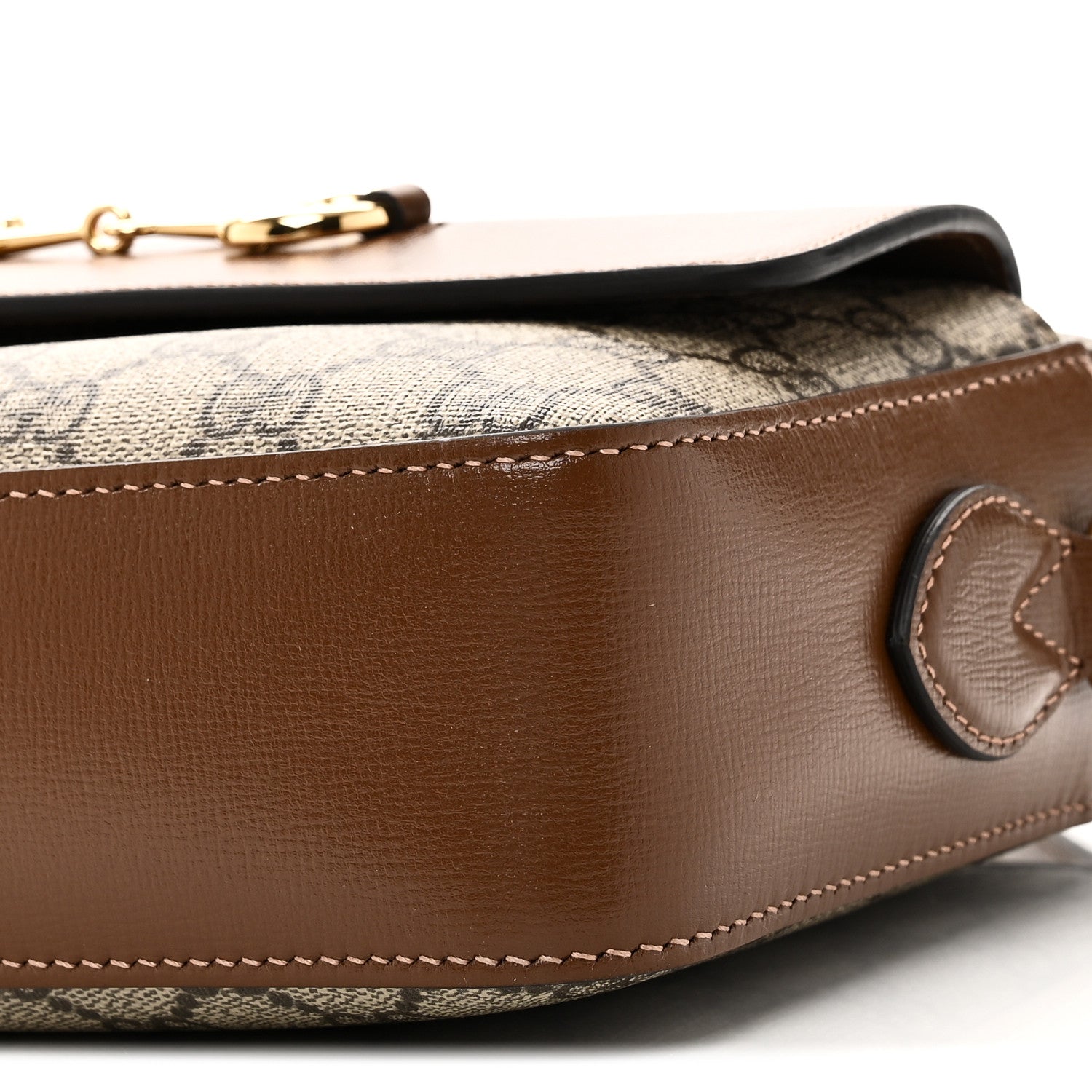 Gucci GG Supreme Monogram Small Horsebit 1955 Shoulder Bag Beige Brown Sugar 10 of 11