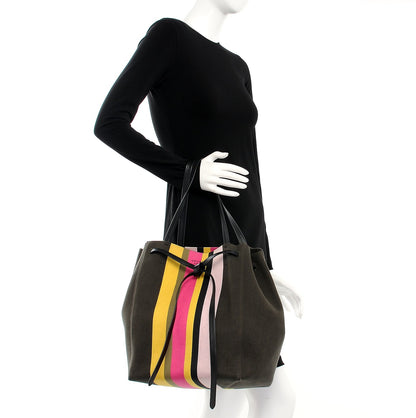 Celine Textile Striped Medium Belt Cabas Phantom Multicolor 2 of 12