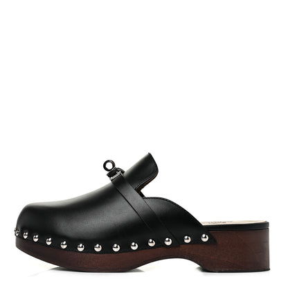 Hermes Calfskin Carlotta Mules 36 Black 1 of 7