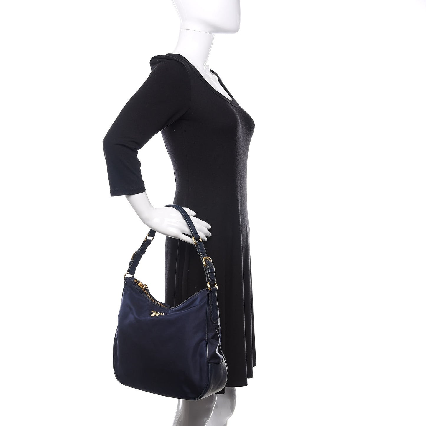 Tessuto Nylon Saffiano Hobo Baltico