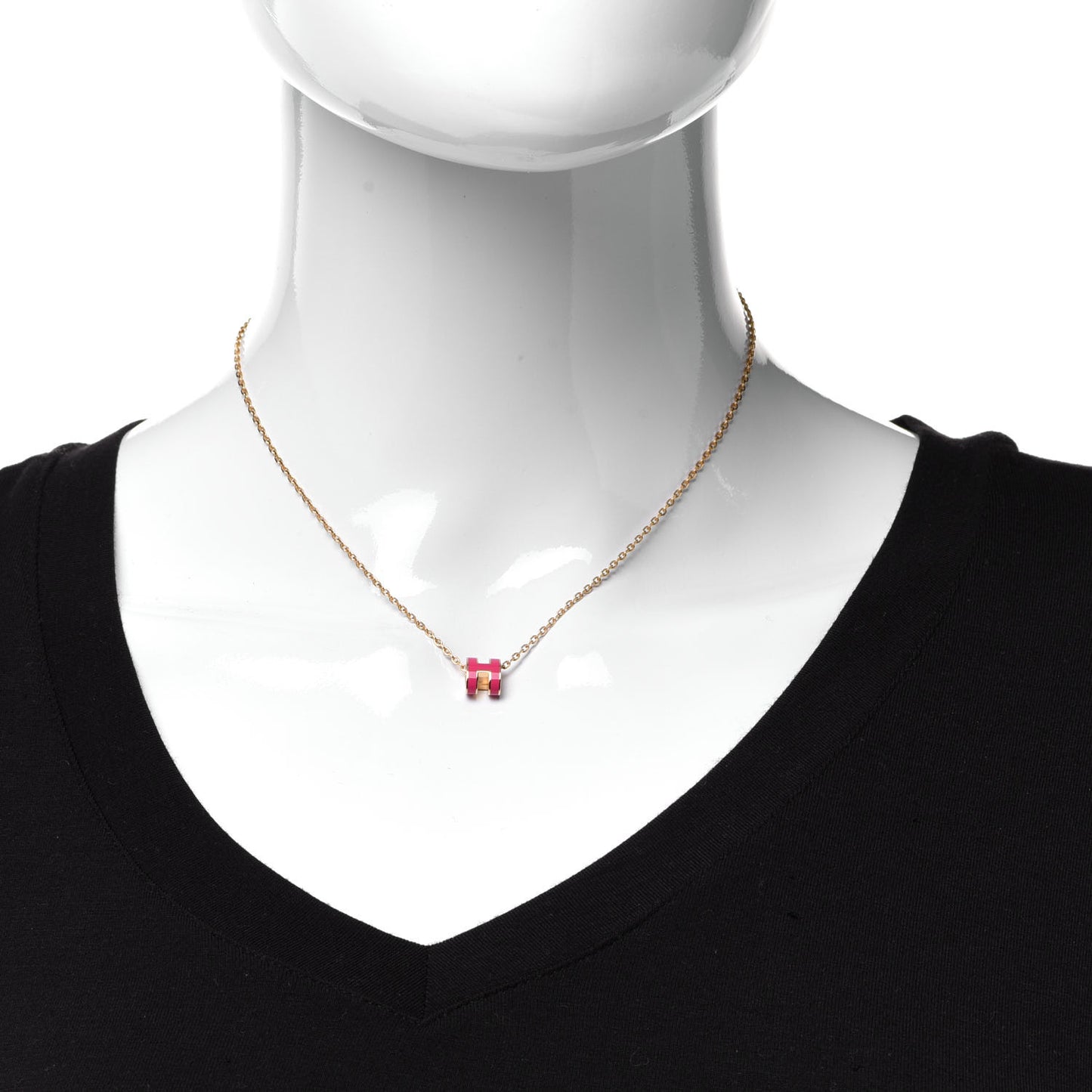 Lacquered Rose Gold Mini Pop H Pendant Necklace Rose Extreme