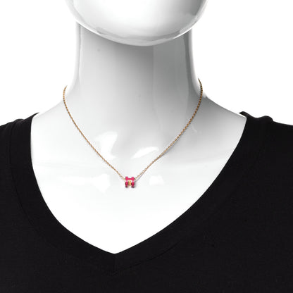 Hermes Lacquered Rose Gold Mini Pop H Pendant Necklace Rose Extreme 2 of 8