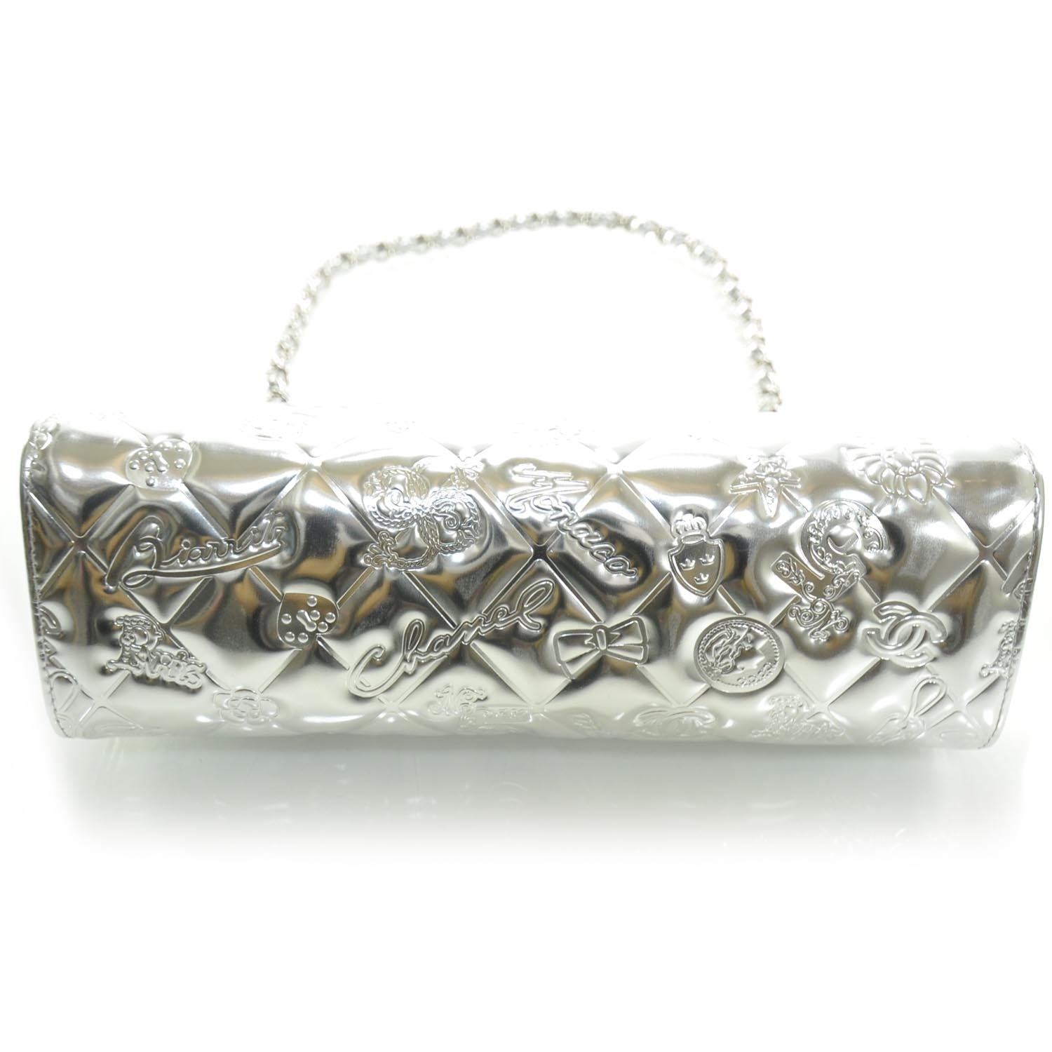 Chanel Metallic Patent Calfskin Lucky Symbols Pochette Silver 4 of 8