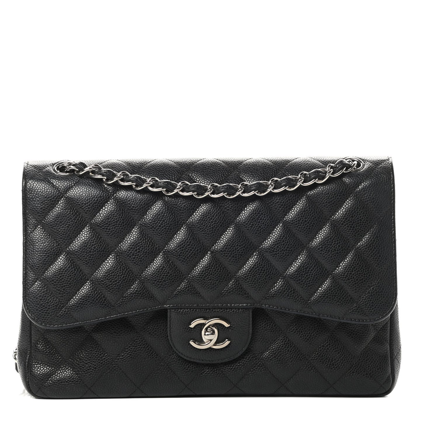 Caviar Quilted Jumbo Double Flap Black