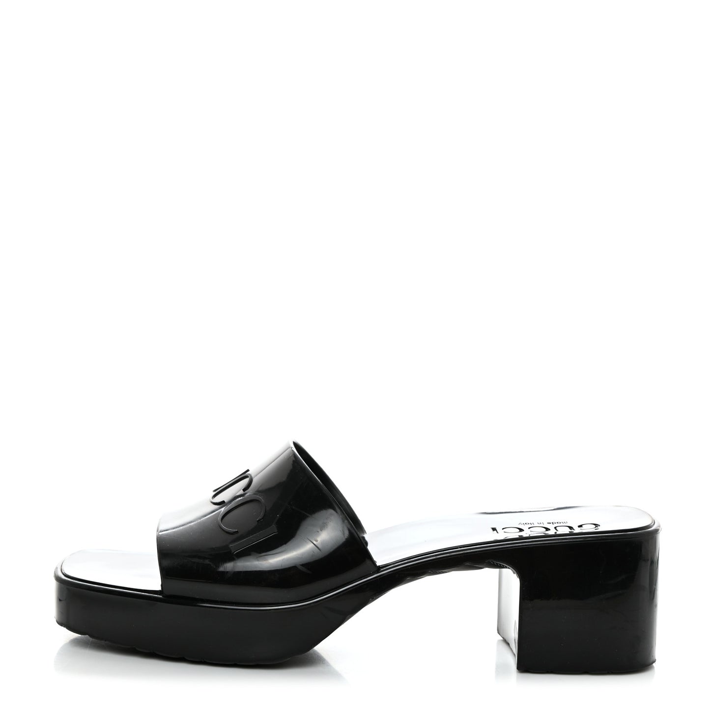 Rubber Gucci Logo Womens Platform 20/60mm Slide Sandals 37 Black