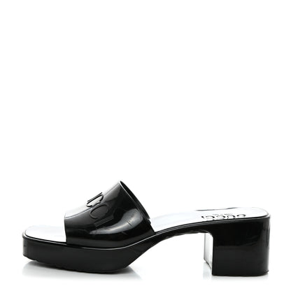 Gucci Rubber Gucci Logo Womens Platform 20/60mm Slide Sandals 37 Black 1 of 10