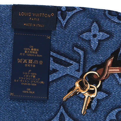 Louis Vuitton Silk Denimgram Confidential Bandeau Denim Blue 4 of 4