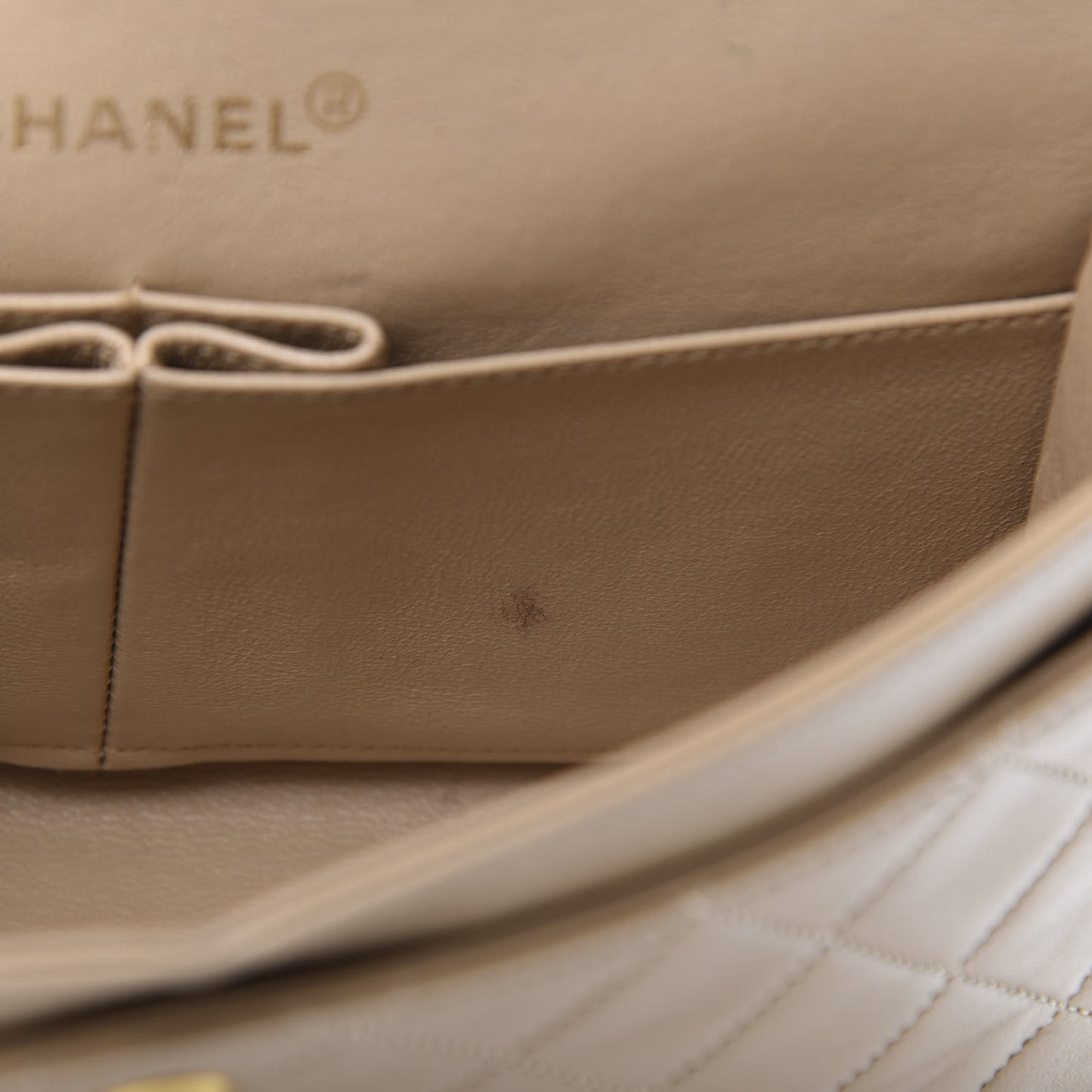 Lambskin Quilted Small Double Flap Beige