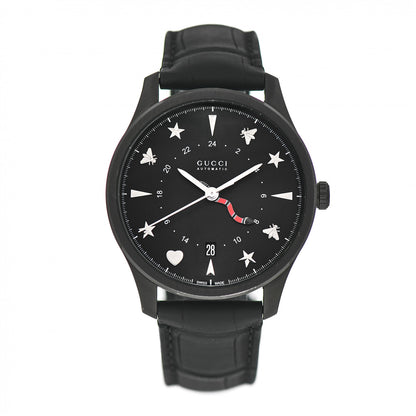 Gucci Stainless Steel Alligator 40mm G-Timeless GMT Snake Hand Automatic Watch Black 1 of 5