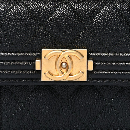 Chanel Caviar Quilted Small Boy Flap Wallet Black 10 of 12