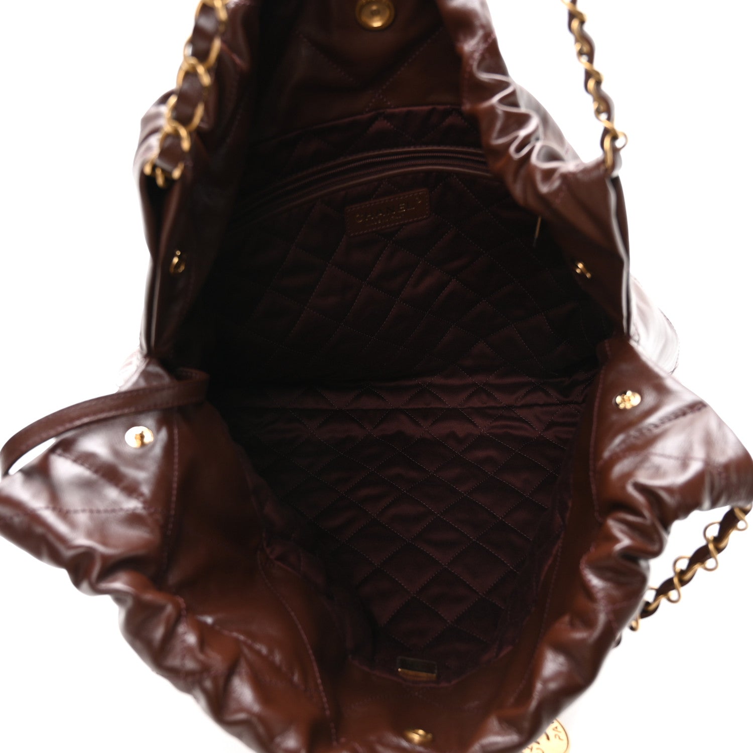 Chanel Shiny Calfskin Quilted Chanel 22 Dark Brown 5 of 11