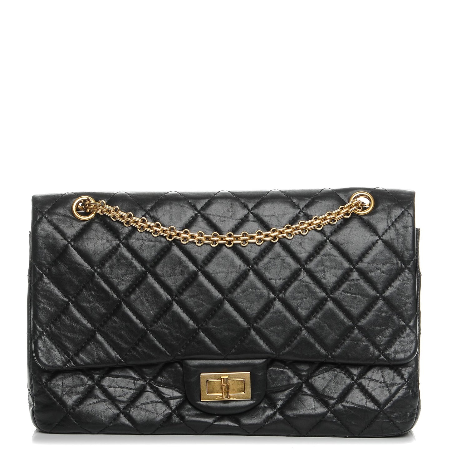Aged Calfskin Quilted 2.55 Reissue 227 Flap Black
