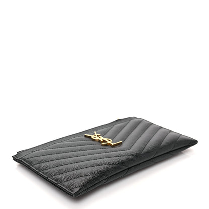 Saint Laurent Grain De Poudre Chevron Monogram Bill Pouch Black 4 of 6