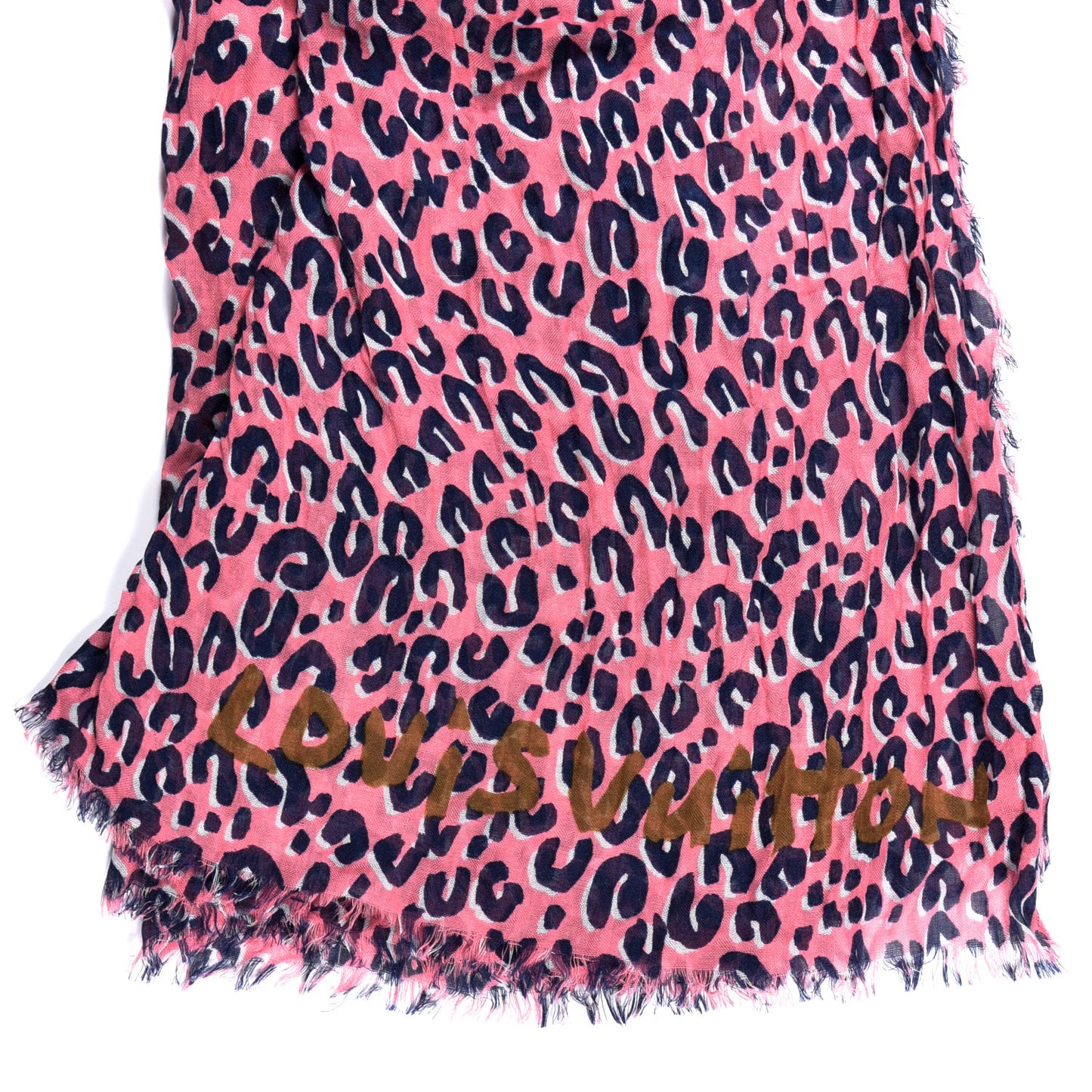 Cashmere Silk Leopard Etole Stole Corail