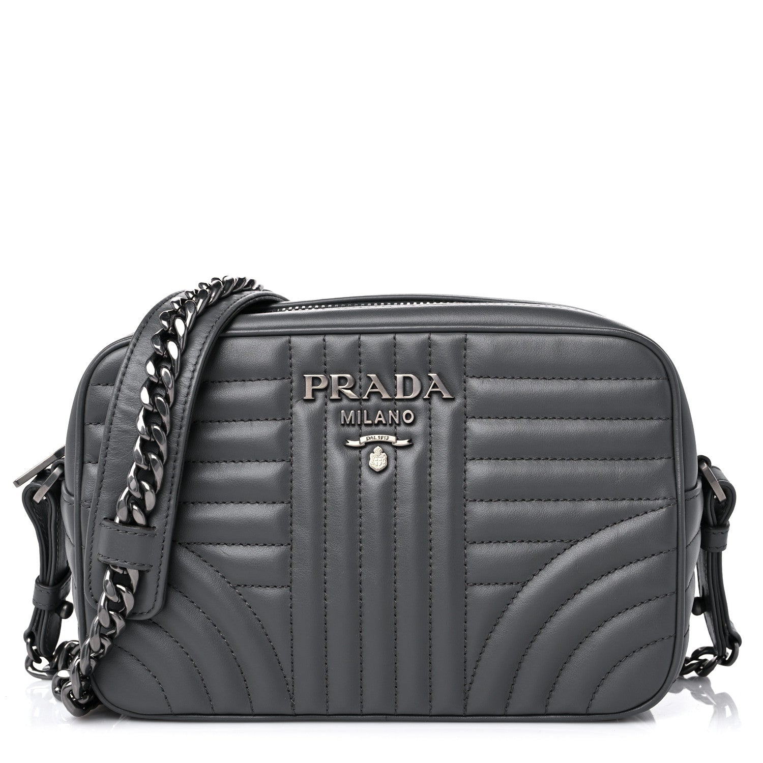 Prada Soft Calfskin Diagramme Crossbody Bag Mercurio 1 of 10