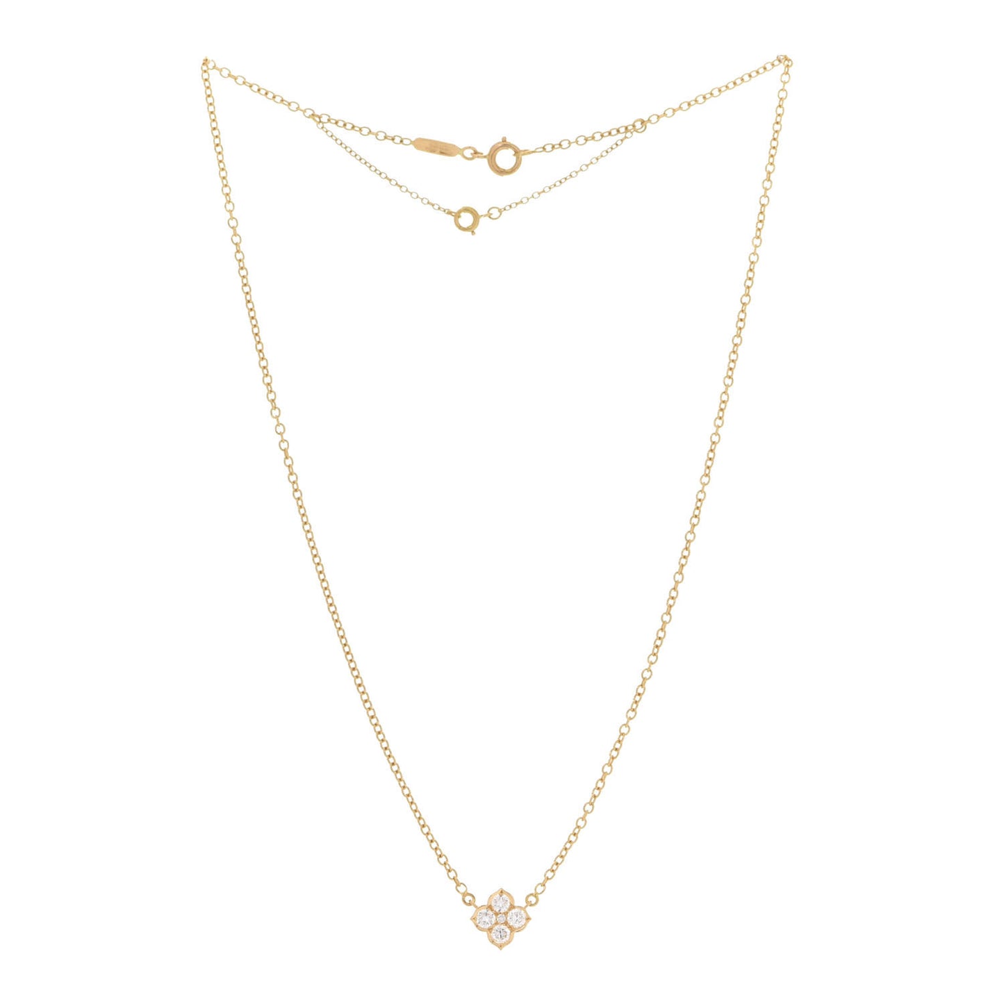 18K Yellow Gold Diamond Hindu Floral Pendant Necklace