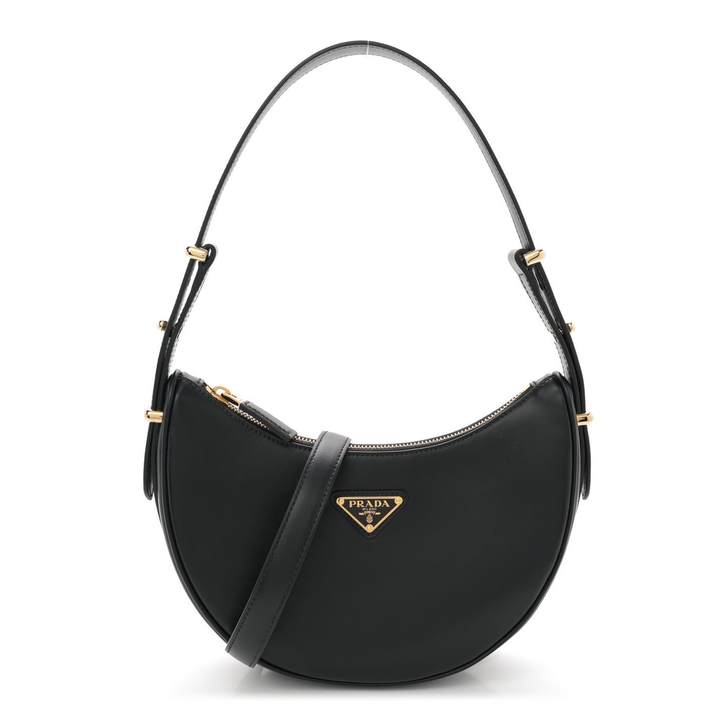 Soft Calfskin Arque Shoulder Bag Black