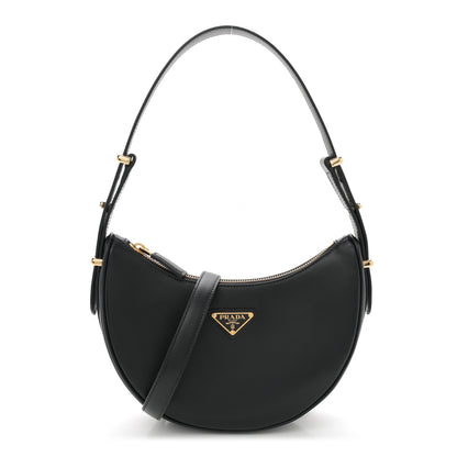 Prada Soft Calfskin Arque Shoulder Bag Black 1 of 9
