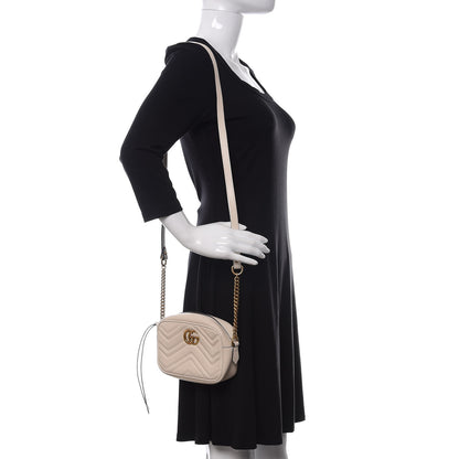 Gucci Calfskin Matelasse Mini GG Marmont Chain Shoulder Bag White 2 of 12