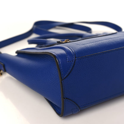 Celine Drummed Calfskin Nano Luggage Indigo 7 of 8