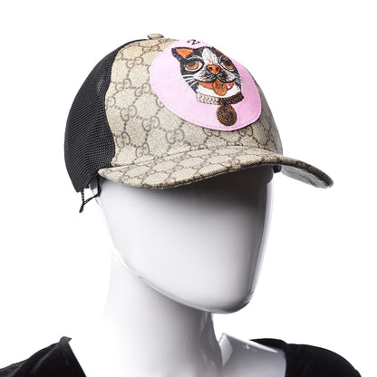 Gucci GG Supreme Monogram Bosco Patch Baseball Hat M Beige Malva 2 of 8