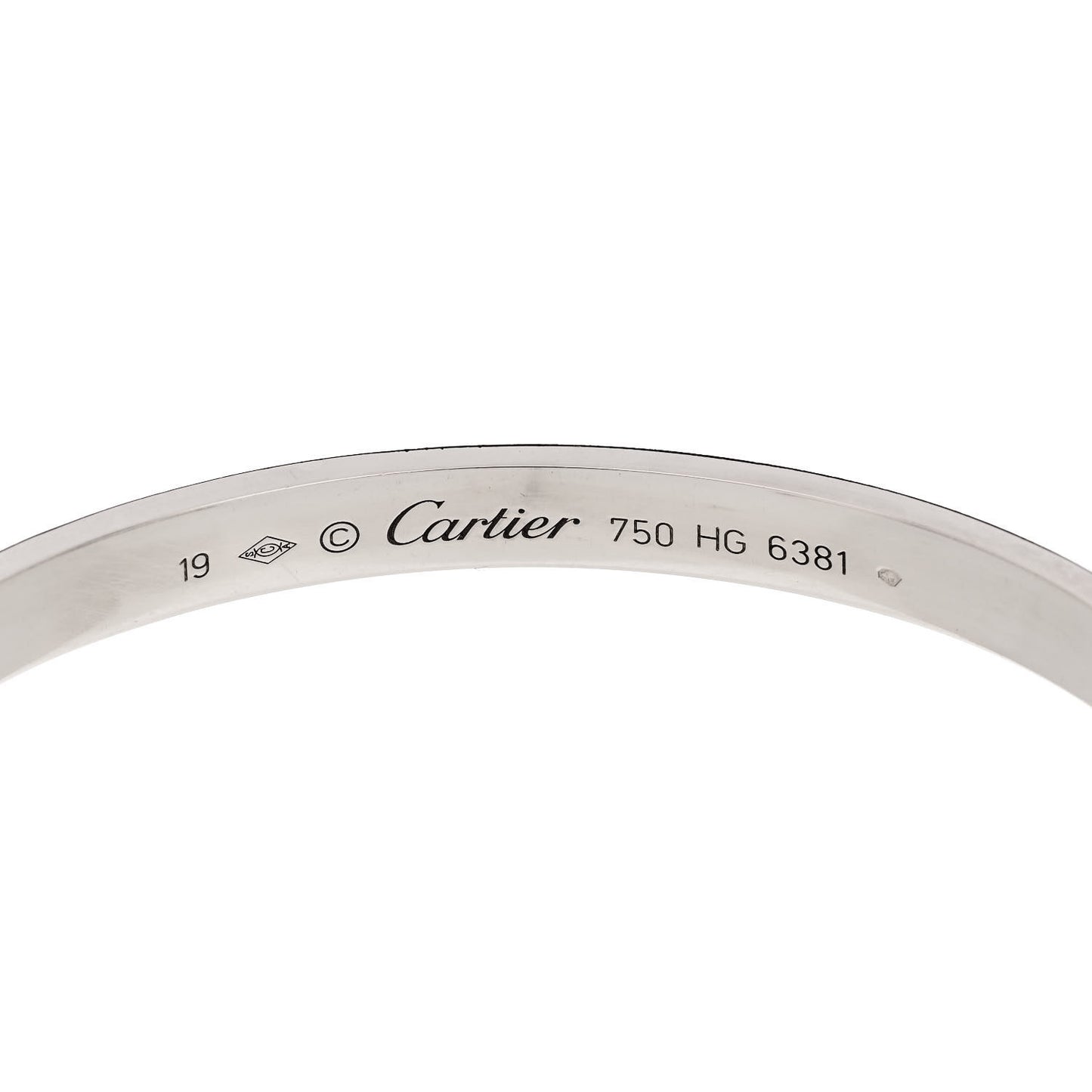 18K White Gold LOVE Cuff Bracelet 19