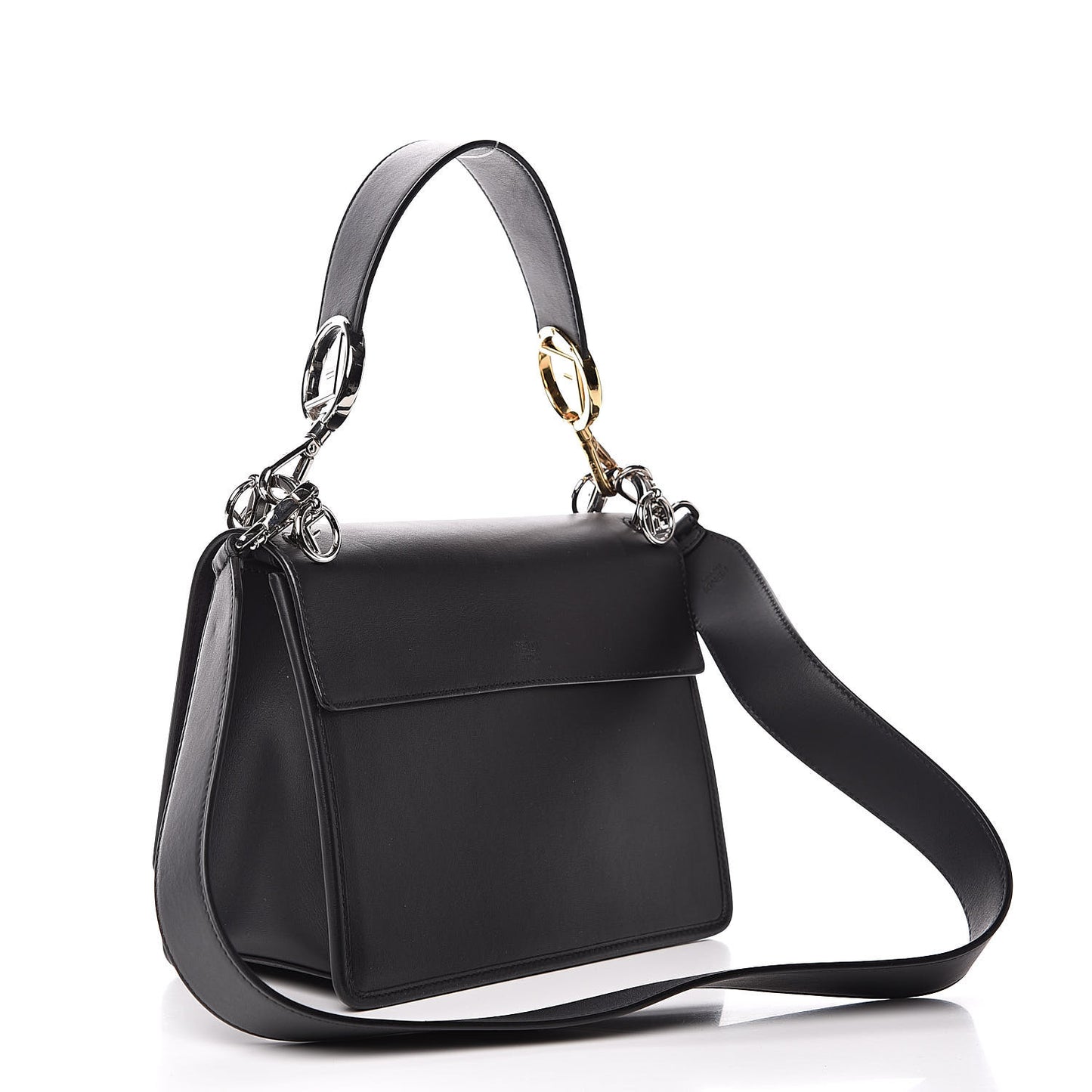 Vitello Century Velvet F is Fendi FF Kan I Shoulder Bag Black Tobacco