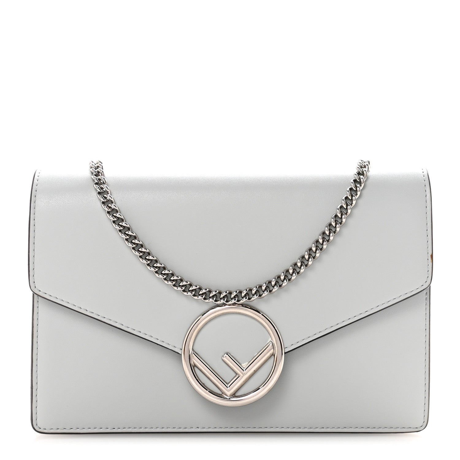 Fendi Vitello Cruise F is Fendi Medium Envelope Wallet on Chain Grigio Perla 1 of 9