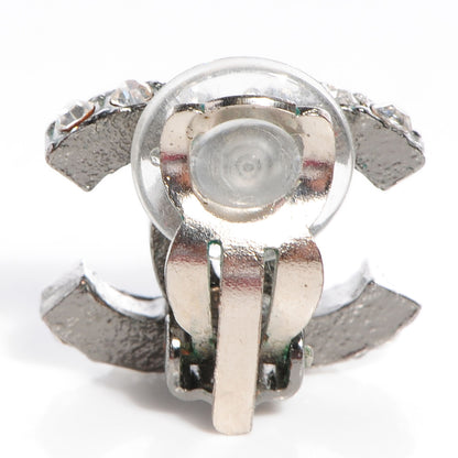 Chanel Crystal CC Clip On Earrings Dark Silver 3 of 5