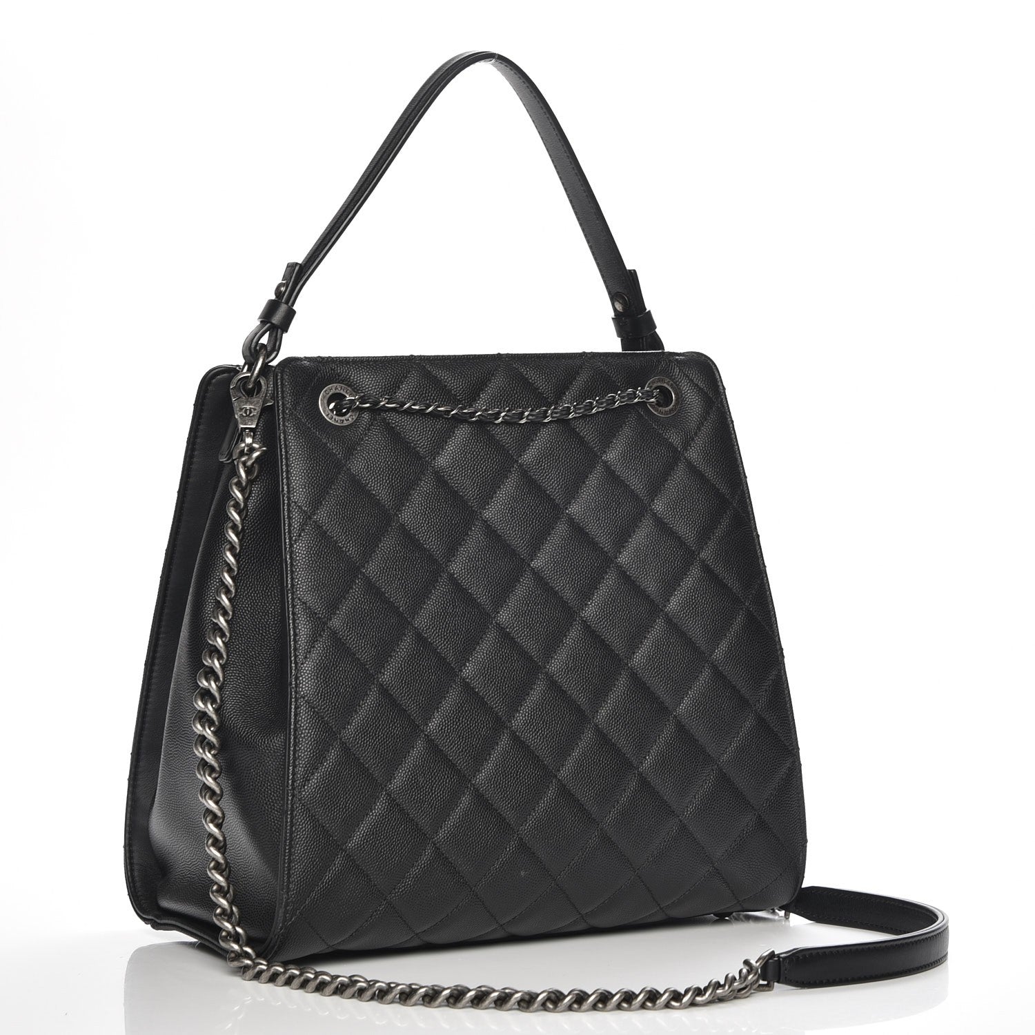 Chanel Caviar Quilted Medium CC Bucket Bag Black 4 of 10
