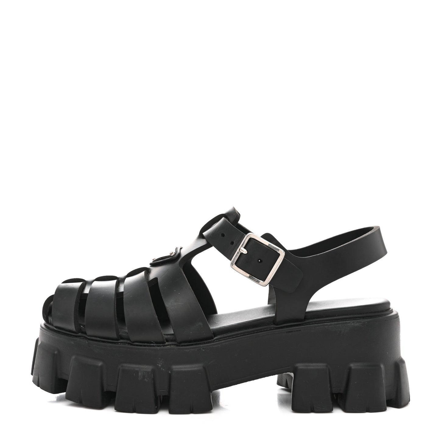 Foam Rubber Triangle Logo Monolith 55mm Cage Sandals 37 Black