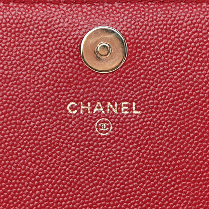 Chanel Caviar Quilted Square Wallet On Chain WOC Red 6 of 11